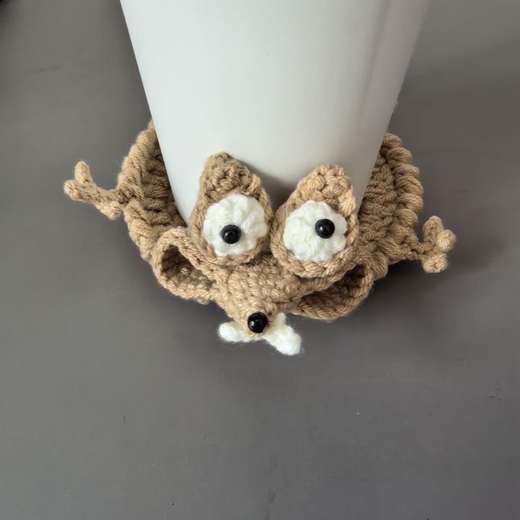 Hand‑Crochet Scrat Squirrel Coaster, Ice Age Cartoon Knitted Cup Mat, Cute Wool Squirrel Drink Coaster, Handmade Finished Gift for Home Decor