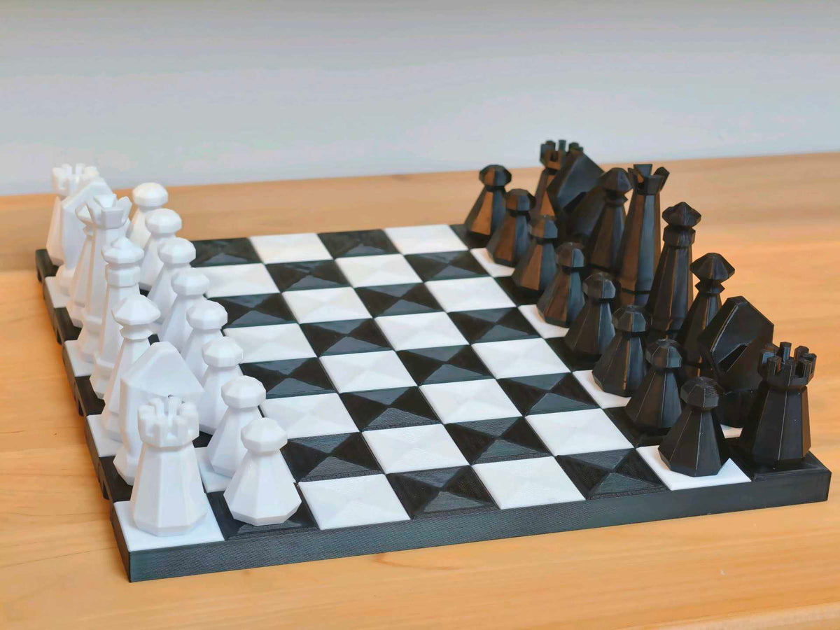 3D‑Printed Chess Set, Pocket Travel Portable Chess Game, Lightweight Black White & Brown Chess Board, Gift Souvenir